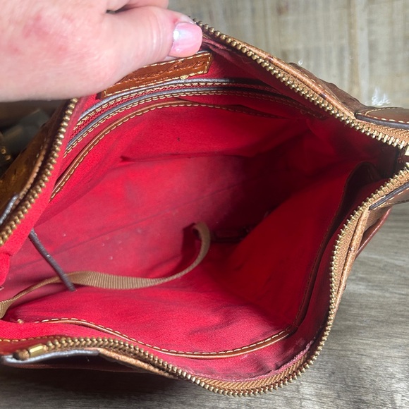 Dooney & Bourke Ostrich-Embossed Brown Shoulder Bag - Picture 4 of 5